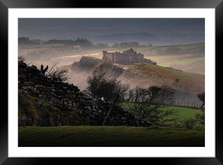 Carreg Cennen Castle Framed Mounted Print by Leighton Collins