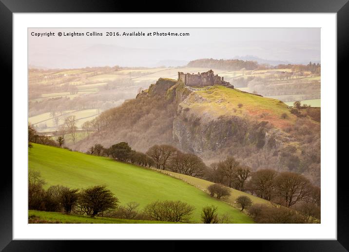 Castle Carreg Cennen  Framed Mounted Print by Leighton Collins