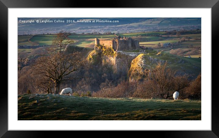 Sunset at Castle Carreg Cennen  Framed Mounted Print by Leighton Collins