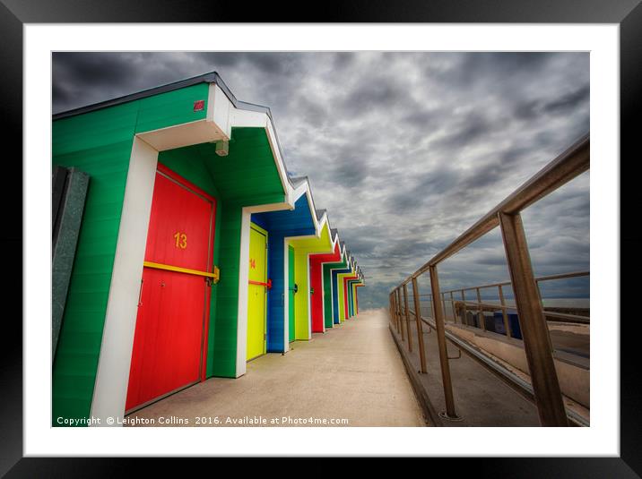 Beach huts Framed Mounted Print by Leighton Collins
