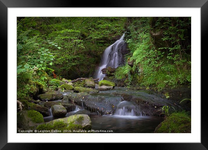 Waterfall at Rhigos Framed Mounted Print by Leighton Collins