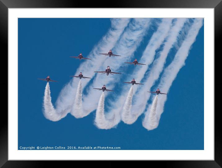 The Red Arrows Display Team Framed Mounted Print by Leighton Collins