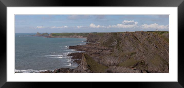 Panorama of Worms Head and The Knave Framed Mounted Print by Leighton Collins
