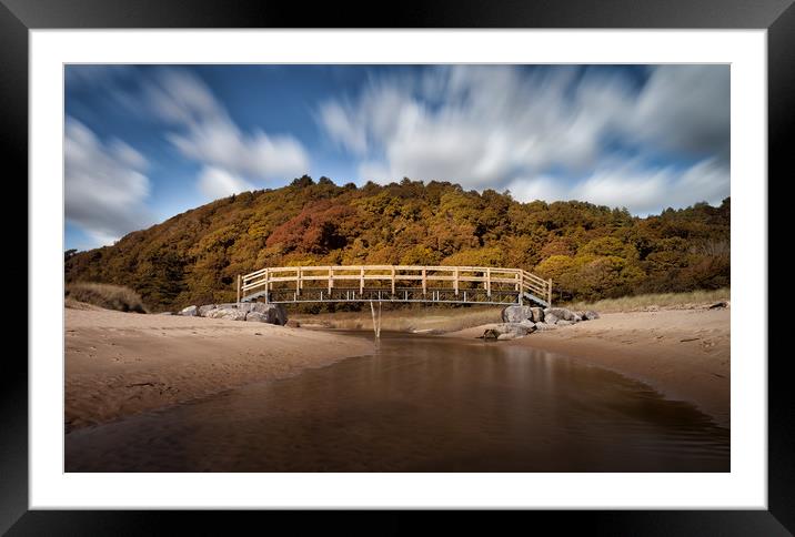 Oxwich Bay river footbridge Framed Mounted Print by Leighton Collins