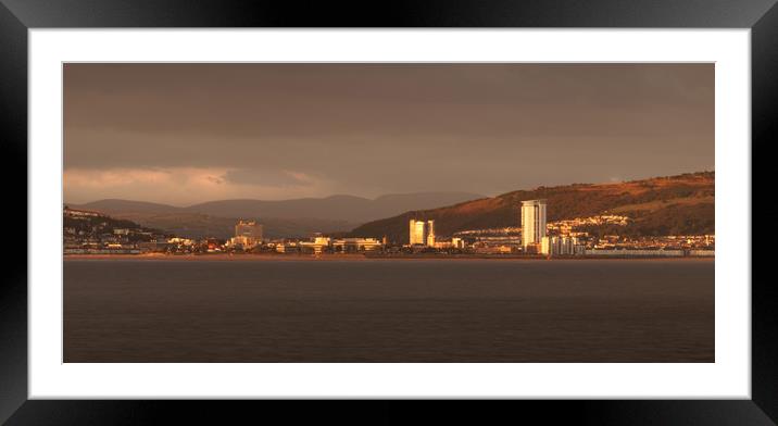 Swansea City evening Framed Mounted Print by Leighton Collins