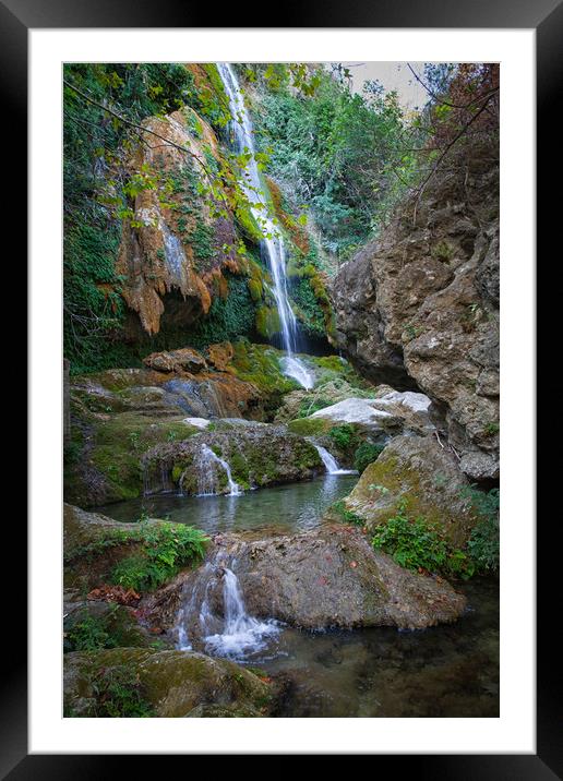 The Salt de la Caula waterfall Framed Mounted Print by Leighton Collins