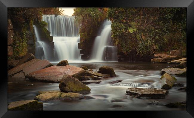 Autumn colours at Penllergare waterfalls Framed Print by Leighton Collins