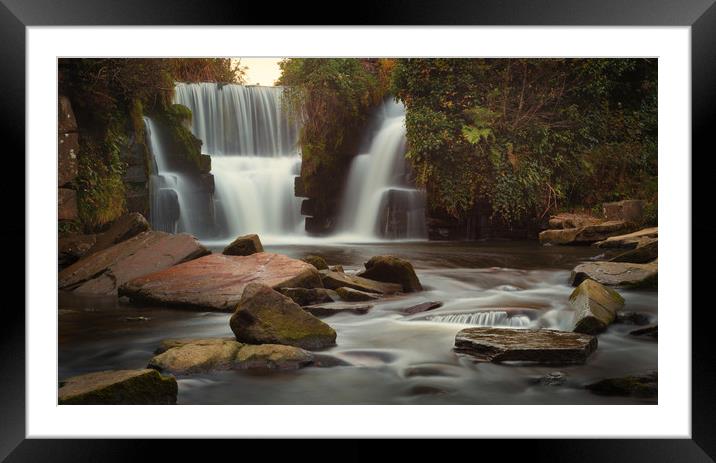 Autumn colours at Penllergare waterfalls Framed Mounted Print by Leighton Collins