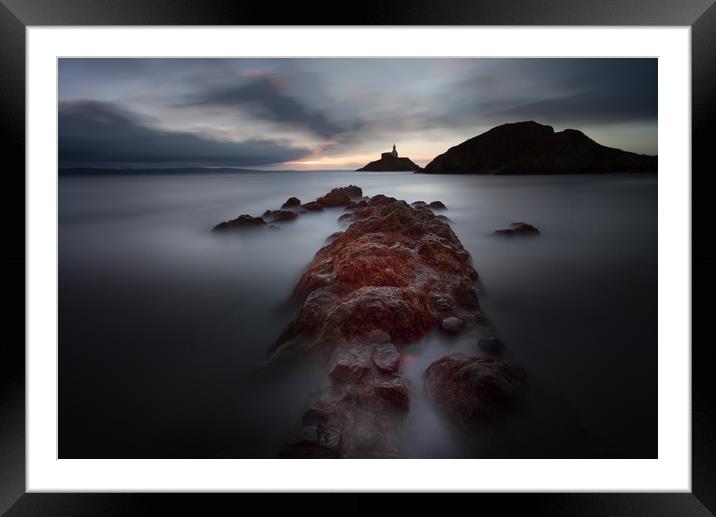 Mumbles lighthouse at daybreak Framed Mounted Print by Leighton Collins