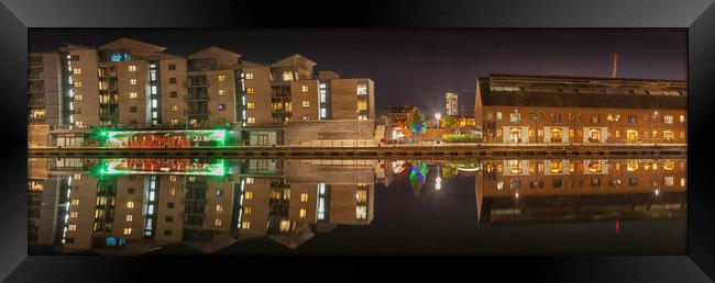 Night time at Swansea Marina Framed Print by Leighton Collins