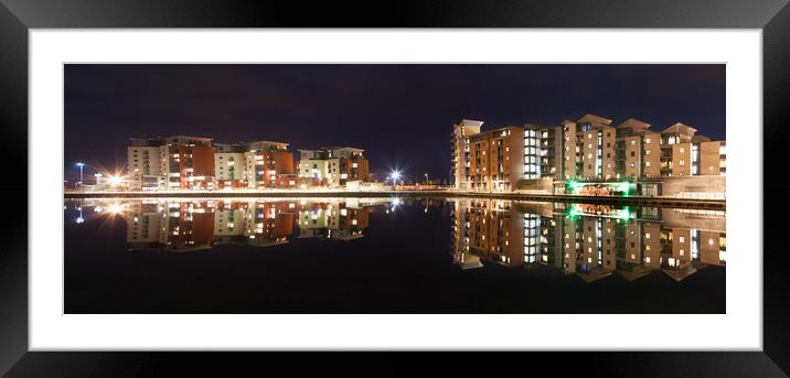 Evening reflections at Swansea Prince of Wales doc Framed Mounted Print by Leighton Collins
