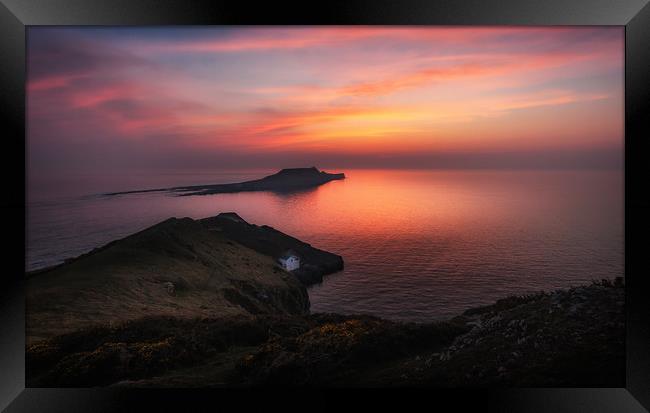 Worm's Head sunset Framed Print by Leighton Collins