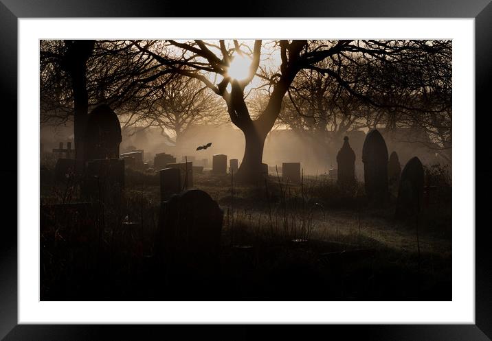 Spooky graveyard Framed Mounted Print by Leighton Collins