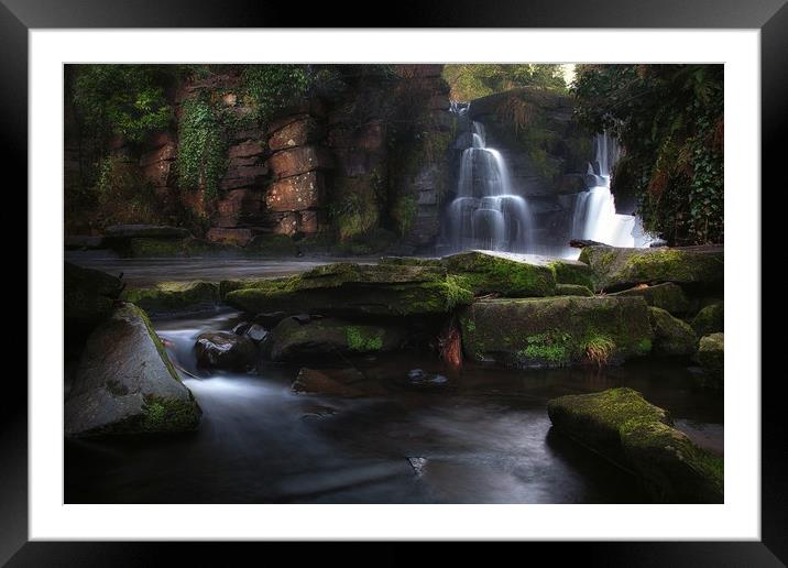 Penllergare Waterfalls Framed Mounted Print by Leighton Collins