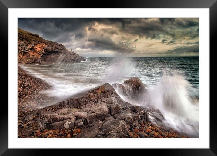 Crashing waves and storm clouds Framed Mounted Print by Leighton Collins