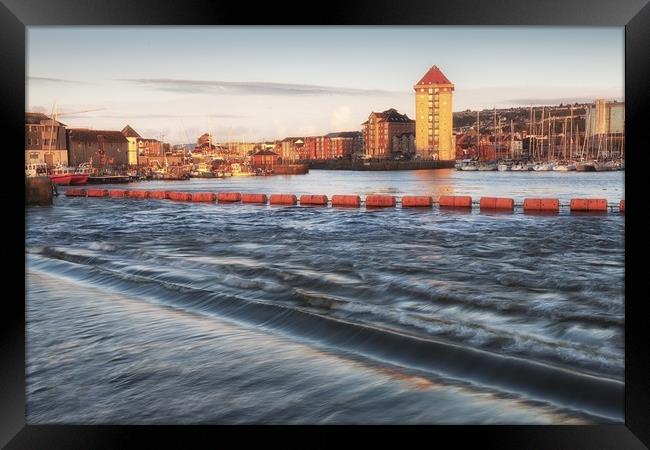 Swansea marina and Tawe barrage Framed Print by Leighton Collins