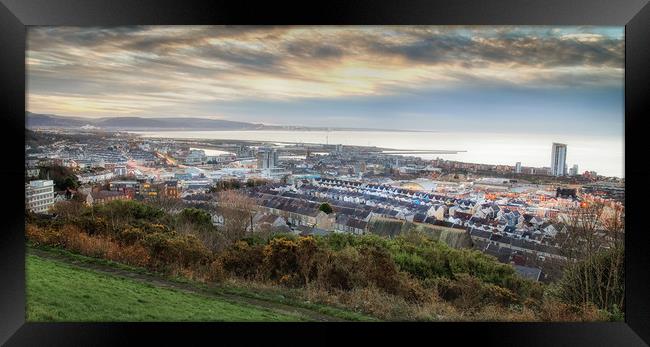Swansea City Centre and East Side Framed Print by Leighton Collins