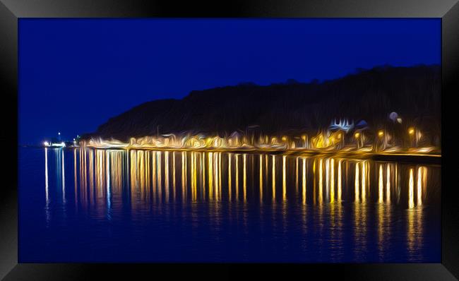 Evening at Mumbles village with oil effect Framed Print by Leighton Collins