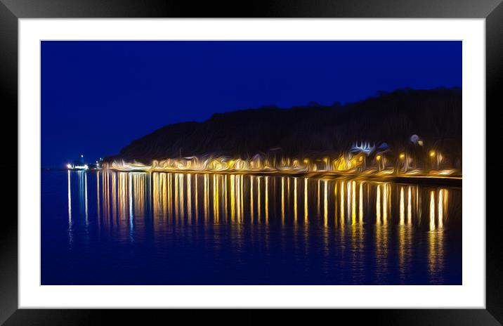 Evening at Mumbles village with oil effect Framed Mounted Print by Leighton Collins