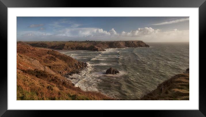 The Gower coastline Framed Mounted Print by Leighton Collins