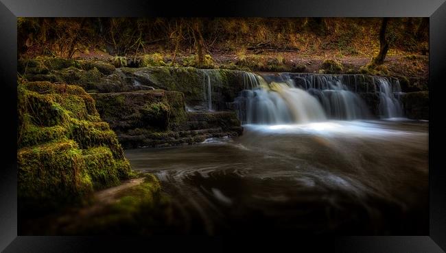 Afon Pyrddin waterfall Pontneddfechan Framed Print by Leighton Collins