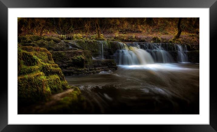 Afon Pyrddin waterfall Pontneddfechan Framed Mounted Print by Leighton Collins