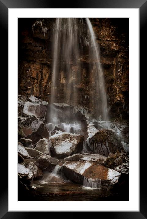 Winter at Melincourt waterfall Framed Mounted Print by Leighton Collins