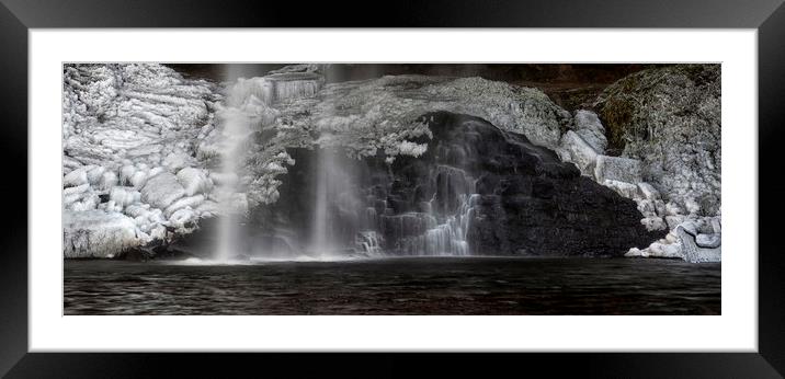 Henrhyd Falls in Winter Framed Mounted Print by Leighton Collins