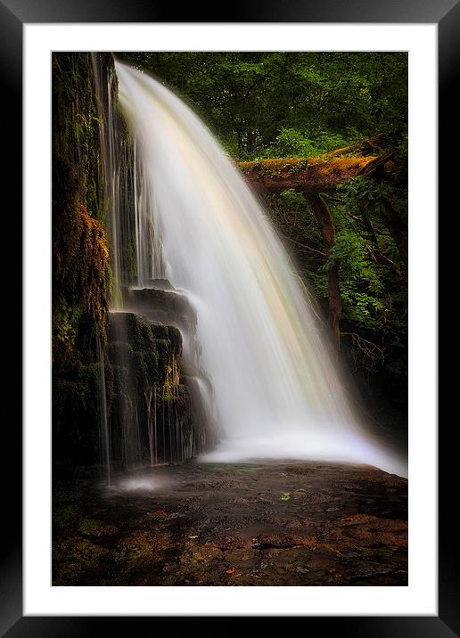 The ledge at Sgwd Clun Gwyn waterfall Framed Mounted Print by Leighton Collins