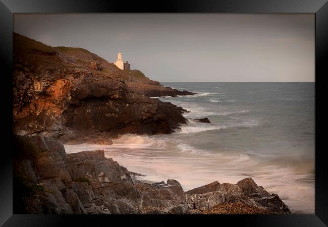 Mumbles lighthouse and Bracelet Bay  Framed Print by Leighton Collins
