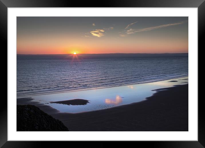 Rhossili Solstice sunset 2018 Framed Mounted Print by Leighton Collins