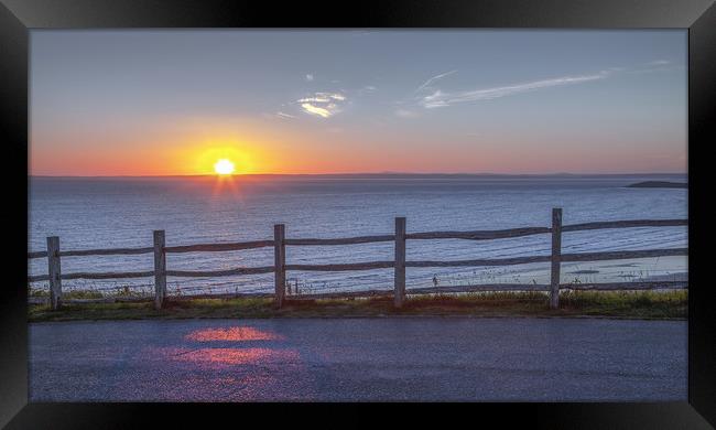 Summer Solstice sunset at Rhossili 2018 Framed Print by Leighton Collins