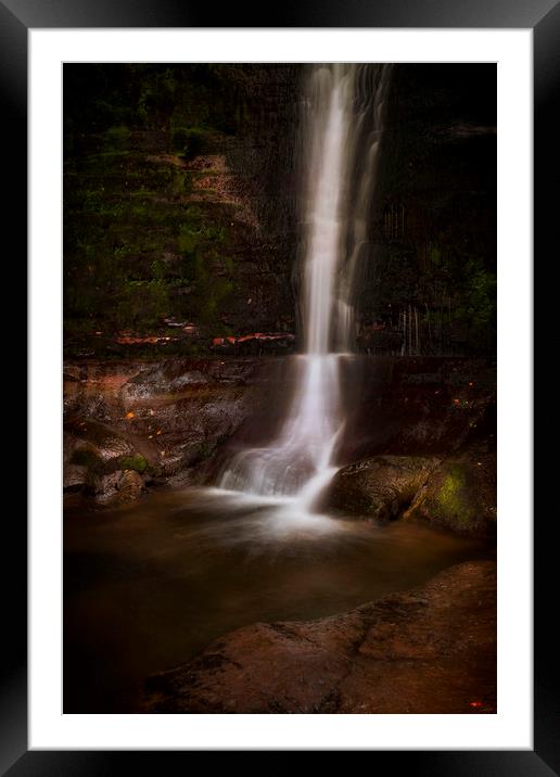 The tall waterfall at Blaen y Glyn. Framed Mounted Print by Leighton Collins