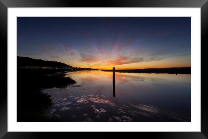 Mooring post on the Loughor estuary Framed Mounted Print by Leighton Collins