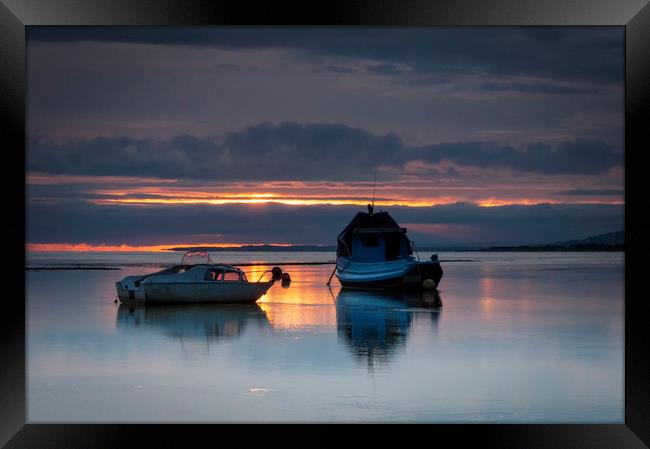 Fishing boats in Penclawdd Framed Print by Leighton Collins