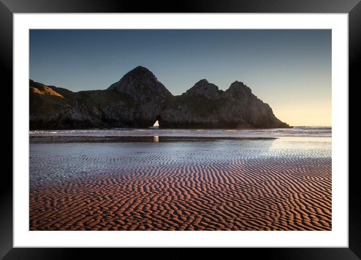 Three Cliffs Bay Gower peninsula Framed Mounted Print by Leighton Collins