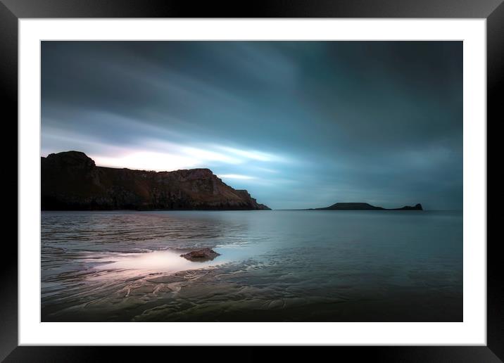 Rhossili Bay and Worms head Framed Mounted Print by Leighton Collins