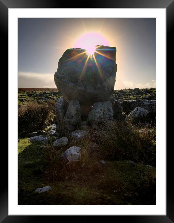 Sun over Arthur's stone Framed Mounted Print by Leighton Collins