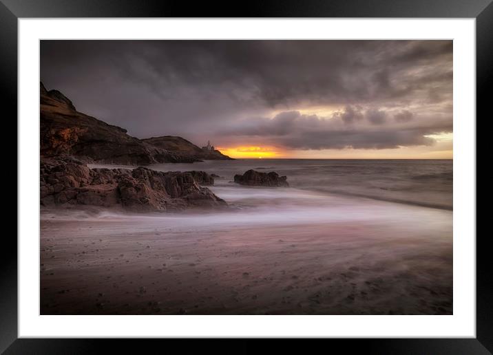 Stormy sunrise at Bracelet Bay Framed Mounted Print by Leighton Collins
