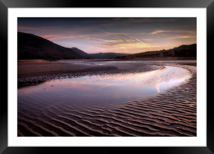 The river at Three Cliffs Bay Framed Mounted Print by Leighton Collins