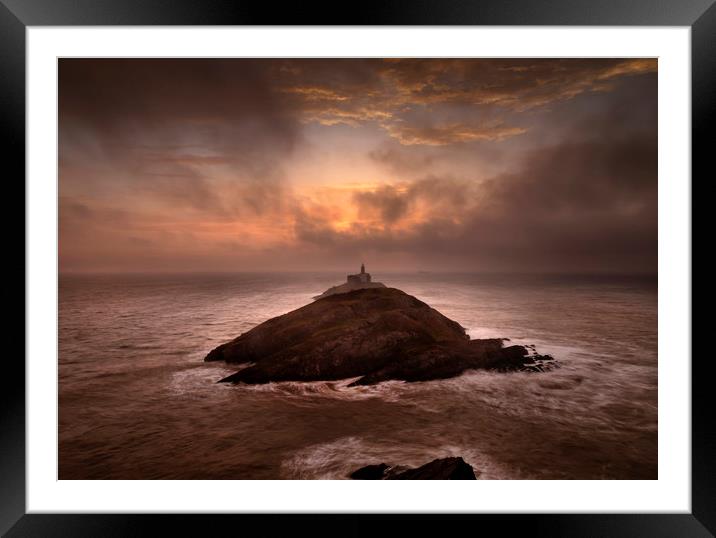 Mumbles lighthouse at daybreak Framed Mounted Print by Leighton Collins