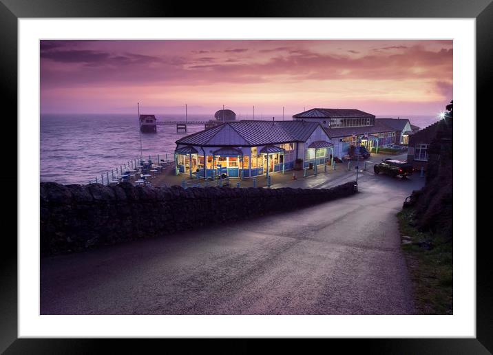 Mumbles Pier and Beach Hut Cafe Framed Mounted Print by Leighton Collins