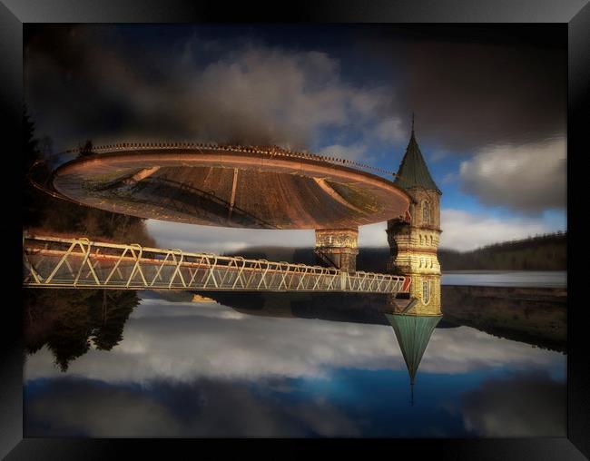 UFO crashing on Pontsticill reservoir? Framed Print by Leighton Collins