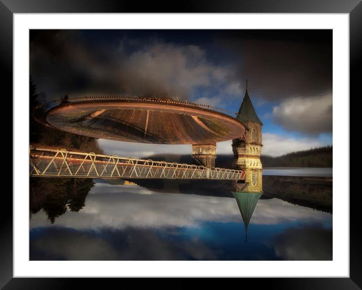 UFO crashing on Pontsticill reservoir? Framed Mounted Print by Leighton Collins