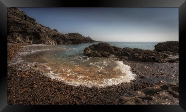 Incoming tide at Bracelet Bay Framed Print by Leighton Collins
