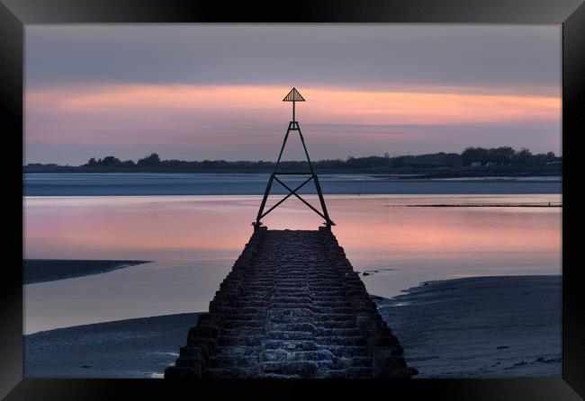 Cardinal marker on The Loughor Estuary  Framed Print by Leighton Collins