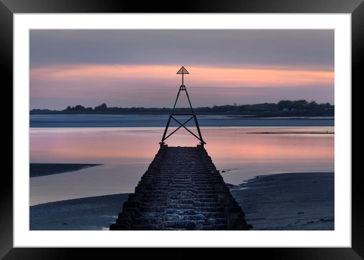 Cardinal marker on The Loughor Estuary  Framed Mounted Print by Leighton Collins