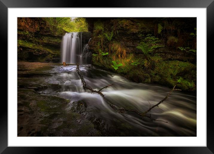 Sgwd Ddwli Isaf waterfall South Wales Framed Mounted Print by Leighton Collins