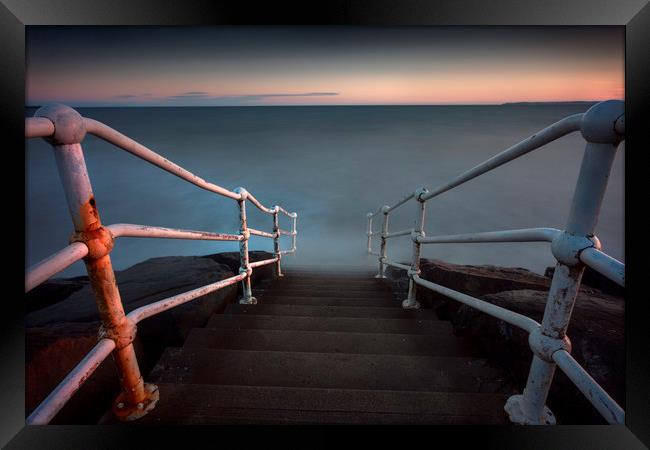 A handrail at Aberavon beach Framed Print by Leighton Collins