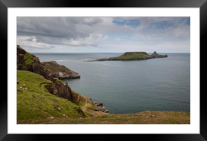Worms Head on the Gower peninsula Framed Mounted Print by Leighton Collins